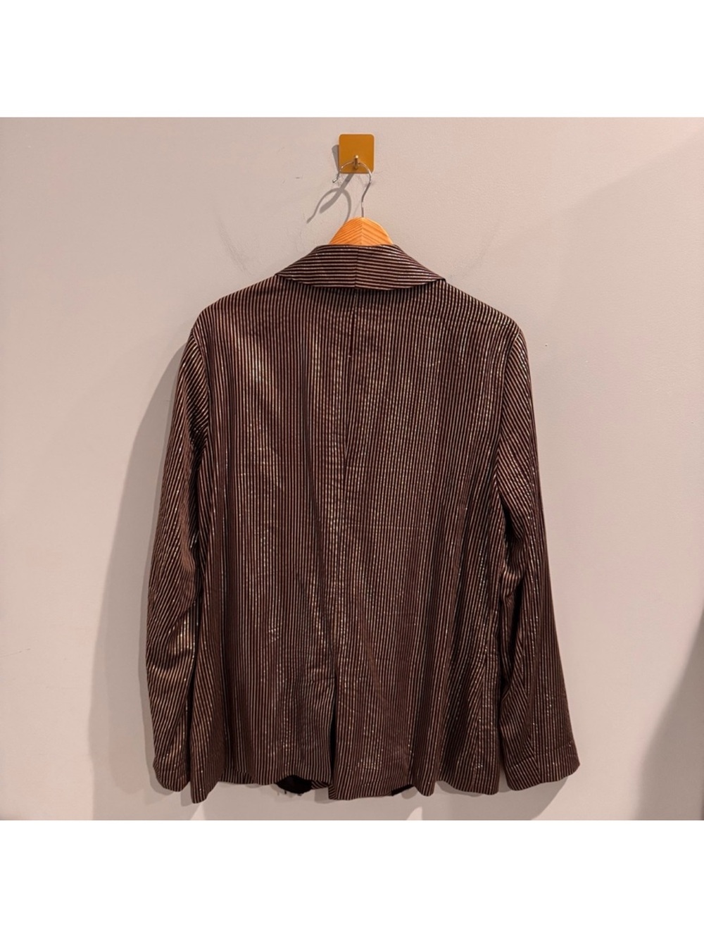 Free People Burgundy Gold Metallic Oversized Blazer Jacket Medium - Picture 8 of 10